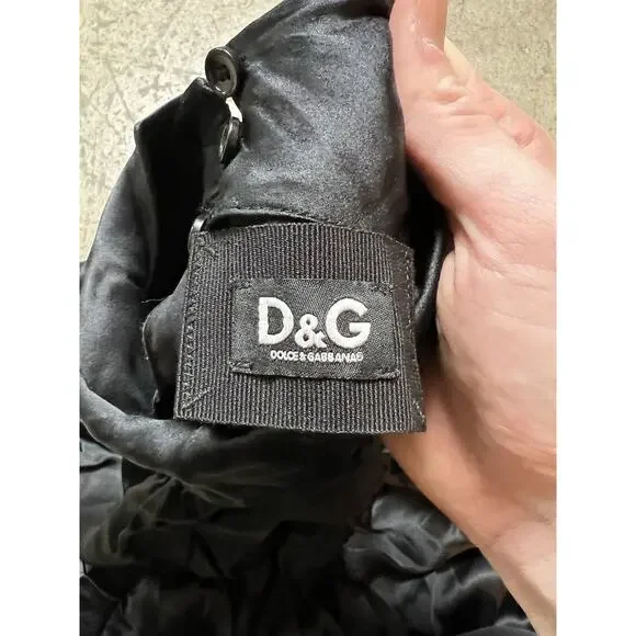 Dolce & Gabbana Dress Ribbon Sleeveless Women Size 46 Silk Black Rose - Picture 5 of 8